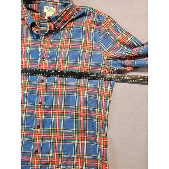 LL Bean Mens Flannel Shirt Plaid Button Down Slim Fit XL Tall Blue Red Green - Picture 4 of 5